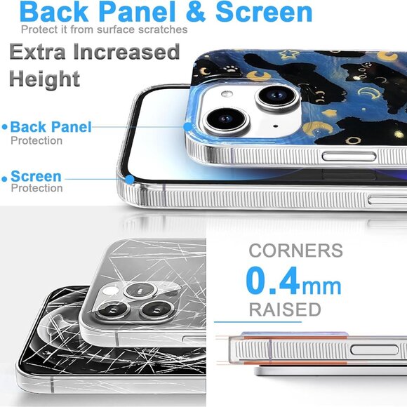 NWT iPhone 13/14 Case, Black Cat Design, Slim Silicone Bumper, Wireless Charging - Picture 4 of 10